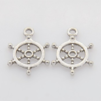 Tibetan Style Alloy Pendants, Cadmium Free & Nickel Free & Lead Free, Helm, Antique Silver, 20x17.5x2mm, Hole: 2mm