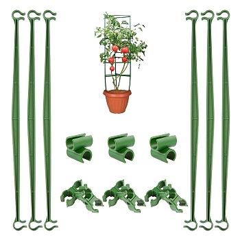 Gardening Tool Sets, Include Universal Flower Rattan Plastic Buckles Clips & Garden Support Stake & Connector, Flower Rattan Buckle, Green, 33x15.5x15mm, Inner Diameter: 11mm