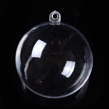 Openable Transparent Plastic Pendants, Fillable Plastic Bauble Christmas Ornament, Round, Clear, 6.8x6cm, Hole: 4mm, Inner Size: 5.7cm
