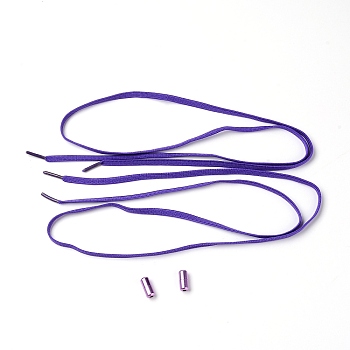 Spandex High Elastic Yarn Shoelaces, with Aluminum Buckles, Flat, Purple, 18~1020x6~8x1.5~8mm, 4pcs/set