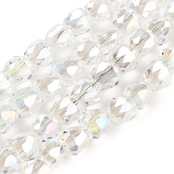 Electroplate Glass Beads Strands, Faceted, Bell, Clear, 4x3.5~4mm, Hole: 1mm, about 98pcs/strand, 13.70''(34.8cm)