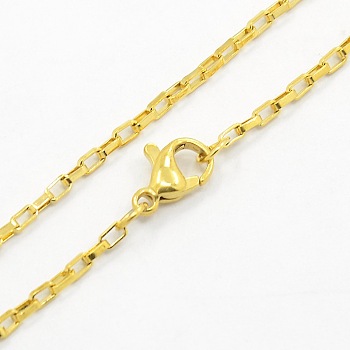 Unisex 304 Stainless Steel Box Chain Necklaces, with Lobster Claw Clasps, Golden, 17.7 inch(45cm)