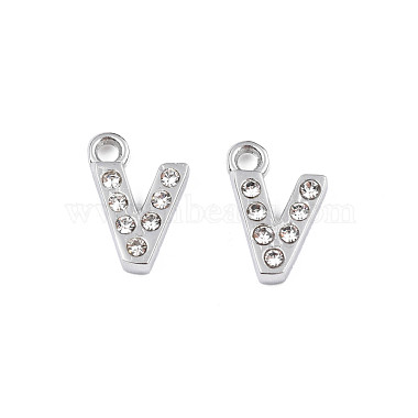 Stainless Steel Color Alphabet Stainless Steel+Rhinestone Charms