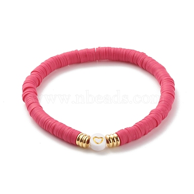 Handmade Polymer Clay Heishi Beads Stretch Bracelets Set with Heart Pattern Beads for Women(BJEW-JB07449)-7