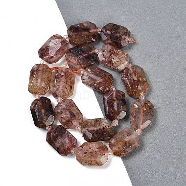 brins de perles de quartz hématoïde rouge naturel/quartz ferrugineux(G-B125-P22-01)-2