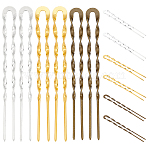 6Pcs 3 Colors Brass Hair Forks for Women, Hair Accessories, Mixed Color, 146x14.5x4mm, 2pcs/color(AJEW-GO0002-34)
