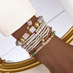 8Pcs 8 Styles Glass Seeded Beaded Stretch Bracelet Set, Stackable Bracelet for Women, with Alloy, White, 2-3/8 inch(6cm)(WG2CB6D-02)