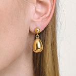 304 Stainless Steel Teardrop Stud Dangle Earrings for Women, Golden, 24x9.5mm(OR7893)