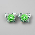 Opaque Acrlyic Sparkling Rhinestones Beads, Butterfly, Lime Green, 36x45x23.5mm(MACR-TAC0013-001C)