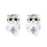 Halloween Demon Claw 316 Surgical Stainless Steel Pave Clear Cubic Zirconia Stud Earrings for Women Men, Antique Silver, 8.5x7mm(EJEW-Z050-26AS)