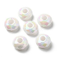 Opaque Acrylic Beads, Rondelle, Large Hole Beads, White, 14x8mm, Hole: 4.7mm(SACR-D005-02)