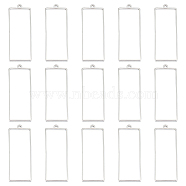 16Pcs 304 Stainless Steel Open Back Bezel Pendants, For DIY UV Resin, Epoxy Resin, Pressed Flower Jewelry, Stainless Steel Color, Rectangle, 47x17.5x3mm, Hole: 1.8mm, Inner Diameter: 42x15.5mm(FIND-UN0002-27B)