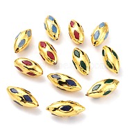 Natural Quartz Beads, with Golden Brass Findings, Dyed, Oval, Mixed Color, 27~31x12~13x12~13mm, Hole: 1mm(G-B011-10G)