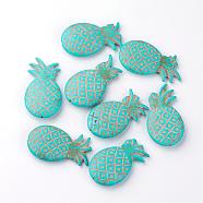 Synthetic Turquoise Beads, Dyed, Pineapple, Turquoise, 54~59x32x9mm, Hole: 1.5~2mm(TURQ-Q101-04)