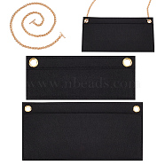 WADORN 2Pcs Rectangle Wool Felt Bag Organizer Inserts, with 1Pc Iron Wheat Chain Bag Handles, for Bag Accessories, Black, Insert: 7~12.5x 17~24.9x0.3~0.4cm, Handles: 61x0.6x0.6cm(FIND-WR0006-78)