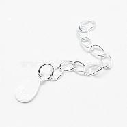 925 Sterling Silver Extender Chains, with Teardrop Charms, Silver, 40mm(STER-F032-11S)