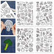 4 Sheets 11.6x8.2 Inch Stick and Stitch Embroidery Patterns, Non-woven Fabrics Water Soluble Embroidery Stabilizers, Vegetables, 297x210mmm(DIY-WH0455-051)