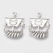 Tibetan Style Alloy Pendants, Boat, Lead Free & Cadmium Free, Antique Silver, 26.5x21.5x3mm, Hole: 1.6mm, about 195pcs/500g(TIBEP-T052-27AS-RS)