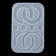 Geometry Pendant & Links Silicone Molds, Resin Casting Molds, For DIY UV Resin, Epoxy Resin Earring Jewelry Making, White, 159x102x4mm(DIY-YW0006-73)