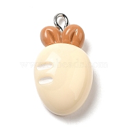 Opaque Resin Pendants, with Platinum Plated Iron Loops, Cornsilk, Carrot, 27x15x9mm, Hole: 2.5mm(RESI-C037-01F)