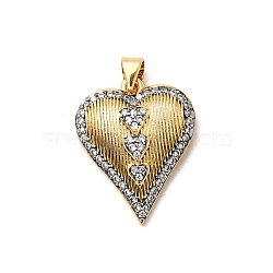 Brass Micro Pave Cubic Zirconia Pendants, Rack Plating, Long-Lasting Plated, Lead Free & Cadmium Free, Real 18K Gold Plated, Heart, 23.5x19x6mm, Hole: 4x3.5mm(KK-A266-04B-G)