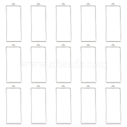 16Pcs 304 Stainless Steel Open Back Bezel Pendants, For DIY UV Resin, Epoxy Resin, Pressed Flower Jewelry, Stainless Steel Color, Rectangle, 47x17.5x3mm, Hole: 1.8mm, Inner Diameter: 42x15.5mm(FIND-UN0002-27B)