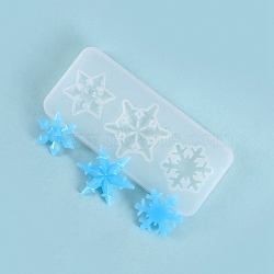 Christmas Theme DIY Snowflake Pendant Silicone Molds, Resin Casting Molds, for UV Resin & Epoxy Resin Jewelry Making, White, 40x90x5.5mm, Inner Diameter: 22~30x19~26mm(DIY-F114-33)