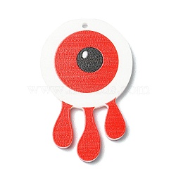 Opaque Acrylic Pendants, Halloween Horrible Eye Charms, Red, 42x26.5x2.5mm, Hole: 1.5mm(MACR-M027-02A-01)