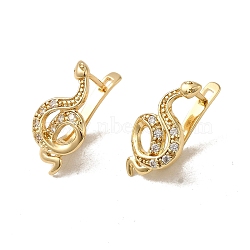 Brass Micro Pave Cubic Zirconia Hoop Earring, Light Gold, 22.5x11mm(EJEW-L271-10KCG-06)