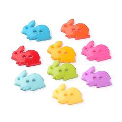 2-Hole Opaque Solid Color Bunny Acrylic Buttons, Rabbit, Mixed Color, 17.5x13.5x2mm, Hole: 2mm(BUTT-S020-35)