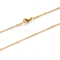 Vacuum Plating 304 Stainless Steel Round Snake Chain Necklace, with Rondelle Beads and Lobster Claw Clasp, Golden, 19.68 inch(50cm)x1.5mm(NJEW-S420-009C-G)