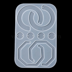 Geometry Pendant & Links Silicone Molds, Resin Casting Molds, For DIY UV Resin, Epoxy Resin Earring Jewelry Making, White, 159x102x4mm(DIY-YW0006-73)