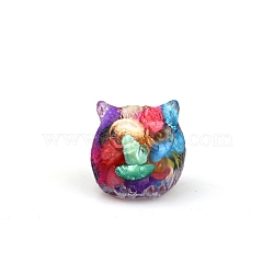 Resin Carved Owl Figurines, Shell Statues for Home Desk Decoration, Colorful, 20mm(DJEW-PW0012-029B)
