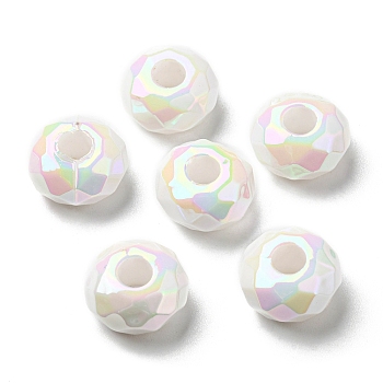 Opaque Acrylic Beads, Rondelle, Large Hole Beads, White, 14x8mm, Hole: 4.7mm