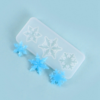 Christmas Theme DIY Snowflake Pendant Silicone Molds, Resin Casting Molds, for UV Resin & Epoxy Resin Jewelry Making, White, 40x90x5.5mm, Inner Diameter: 22~30x19~26mm
