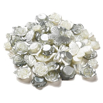 Opaque Acrylic Beads, Mixed Shapes, Gray, 11~23x12.5~30x2.5~10.5mm, Hole: 1~2mm