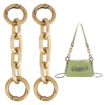 Aluminum Cross Chain Link Bag Strap Extender, with Spring Gate Rings, for Bag Strap Replacement Accessories, Antique Bronze, 9.7x2.4x1.4cm