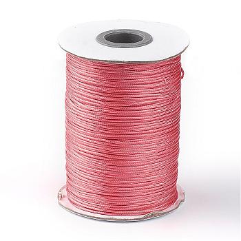 Korean Waxed Polyester Cord, Light Coral, 1mm, about 85yards/roll