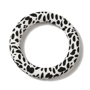 Silicone Beads, Ring, Black, 65x10mm, Hole: 3mm