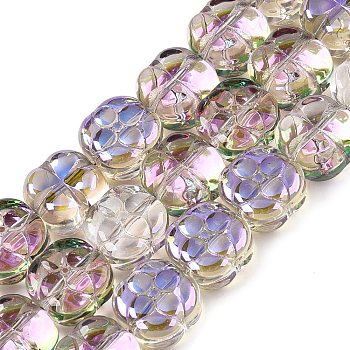 Electroplate Glass Beads Strands, Plum, Medium Slate Blue, 10x10x6mm, Hole: 0.9mm, about 64~66pcs/strand, 24.69~25.87''(62.72~64.68cm)