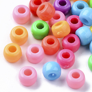 Opaque Polystyrene Plastic Beads, Column, Mixed Color, 8.5x6mm, Hole: 3.5mm, about 200pcs/50g