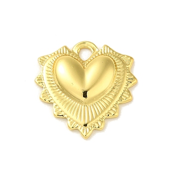 304 Stainless Steel Pendants, Heart Charm, Real 18K Gold Plated, 18.5x18x3mm, Hole: 2x2.3mm