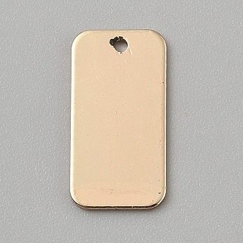 Brass Pendants, Rectangle, Light Gold, 20x10x1mm, Hole: 1.4mm