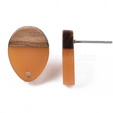 Resin & Walnut Wood Stud Earring Findings(MAK-N032-006A-A03)-4