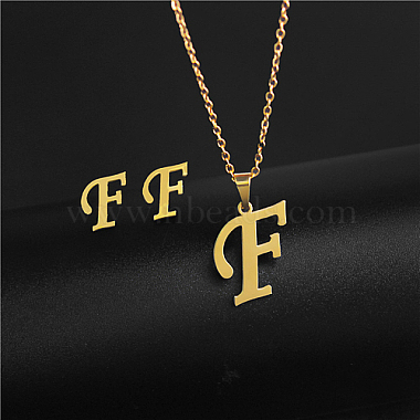Letter F Stainless Steel Stud Earrings & Necklaces