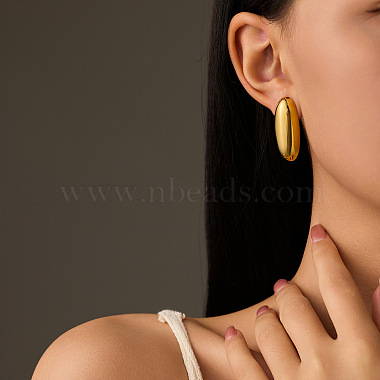 Oval 304 Stainless Steel Stud Earrings