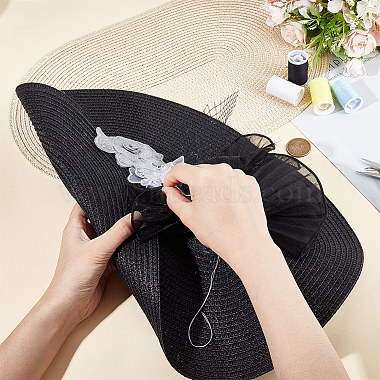 2Pcs 2 Colors Polyester Imitation Straw Oval Hat Base for Millinery(AJEW-FG0002-83)-3