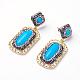 Dyed Synthetic Turquoise Dangle Stud Earrings(EJEW-L190-01G)-1