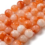 Natural Dyed Yellow Jade Beads Strands, Round, Dark Orange, 8.5mm, Hole: 1mm, about 46pcs/strand, 14.96''(38cm)(G-Q160-A01-01G)