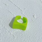 Summer Resin Cuff Rings for Women, Rectangle, Green Yellow, Inner Diameter: 17mm(WG17B75-05)